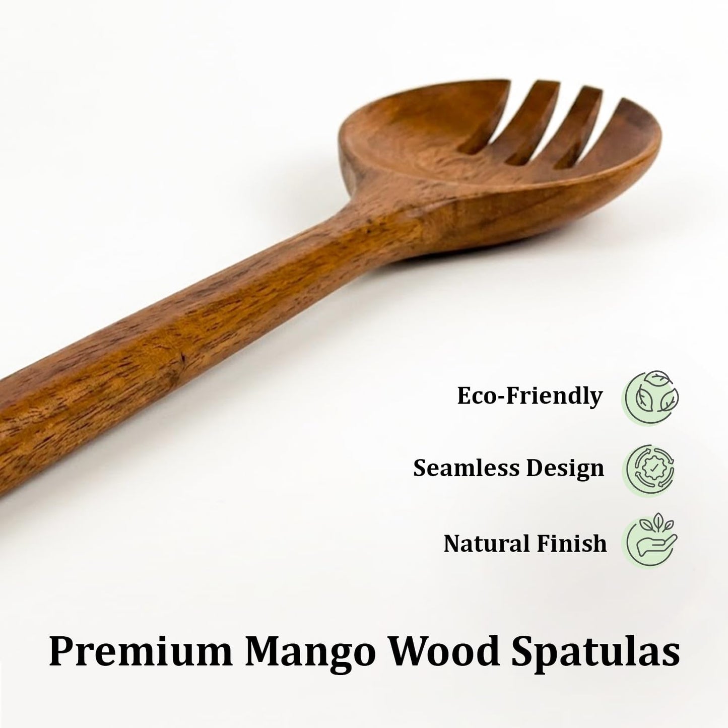 Wood Cooking Spoon Set of 2 – Acacia Wooden Spoon & Slotted Spoon for Cooking 29 x 6.5 cm Long Handle | Non-Toxic, Heat Resistant, Eco-Friendly Kitchen Utensils