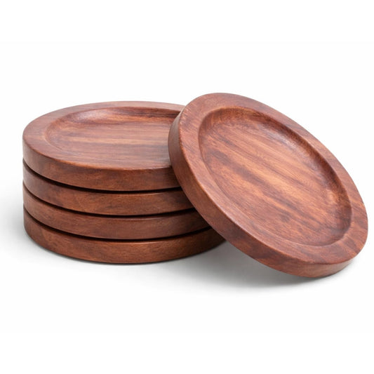 Tea Coasters Set of 4 | Wooden Tea Coasters Set for Glass Cup, Tabletop Protection for Coffee, Tea, Dining & Home Décor