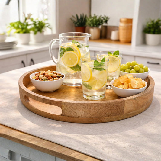 Wooden Serving Tray | Decorative Tray | Table Rustic Farmhouse Trays Centerpiece for Home Decore, Living Room, Kitchen Counter