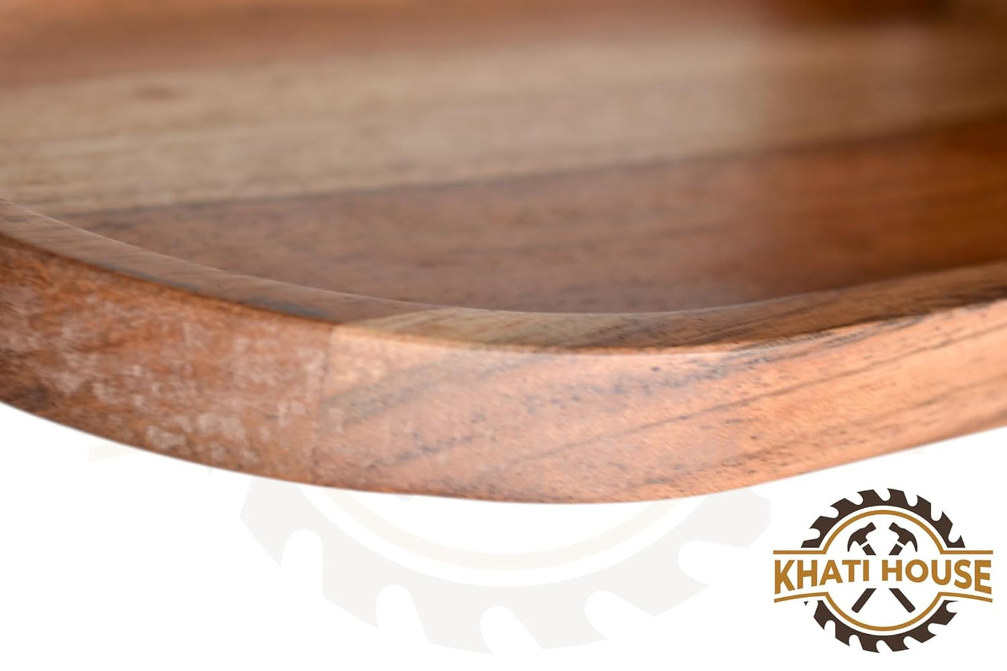 Acacia Wood Serving Tray with Handle for Snacks, Kitchen Home Café Restaurant (21.6 × 12.7 × 1.5 cm)