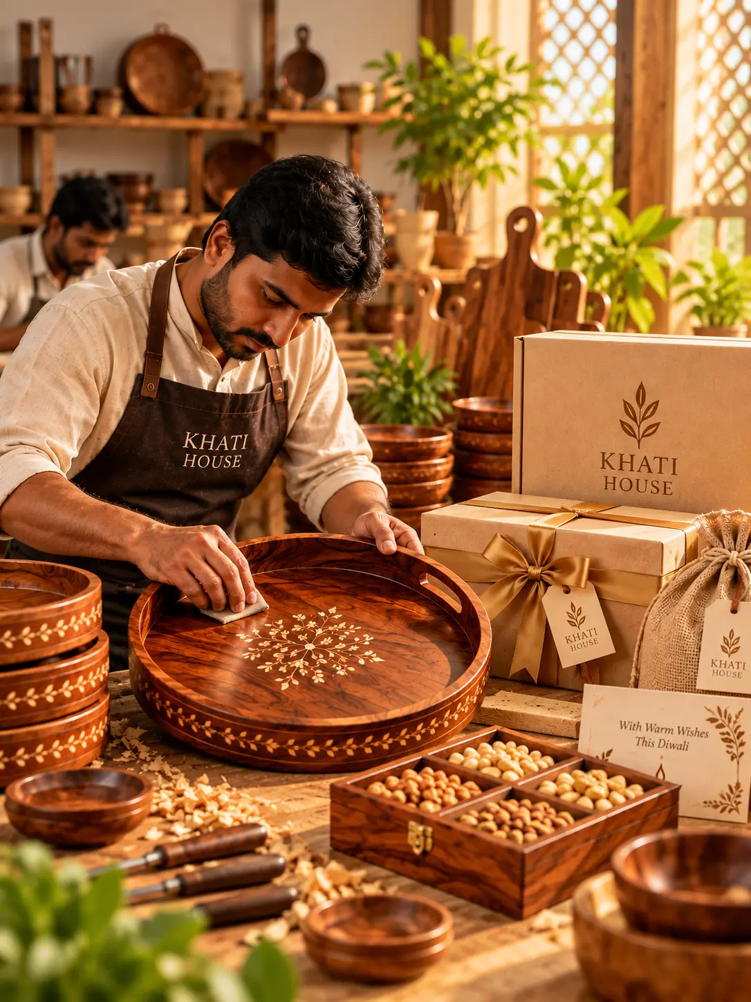 Handcrafted wooden corporate Diwali gifts