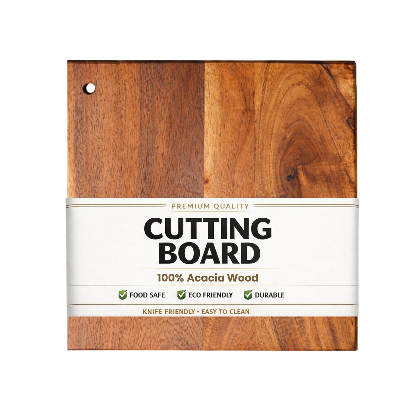 Chopping Board, Non-Slip Wooden Cutting Board with Antibacterial Surface, Chopping Board for Kitchen, Cutting Board for Kitchen (28 x 28 x 2.5 cm)