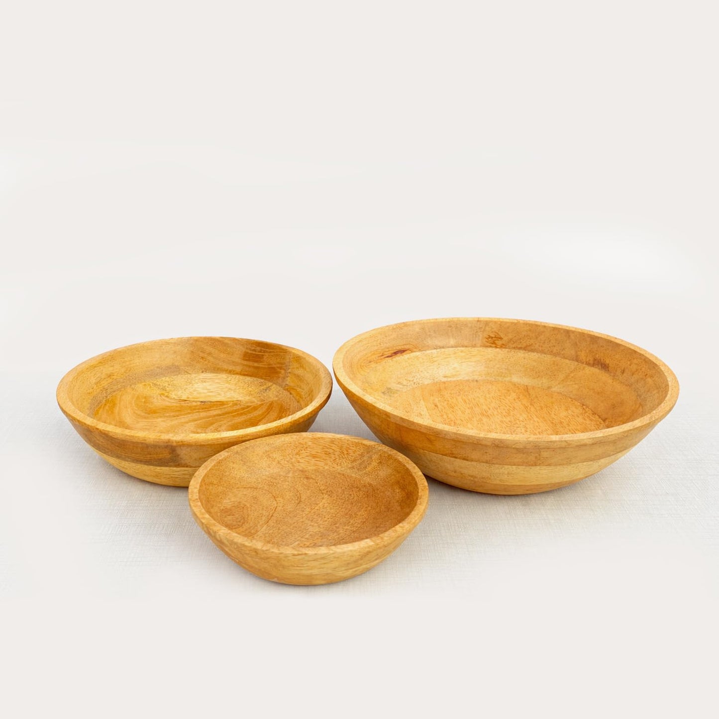 Wooden Bowl Set of 3 – Large Salad Bowl, Medium & Small Serving Bowls | Eco-Friendly Kitchen Serving Bowls for Dining & Home