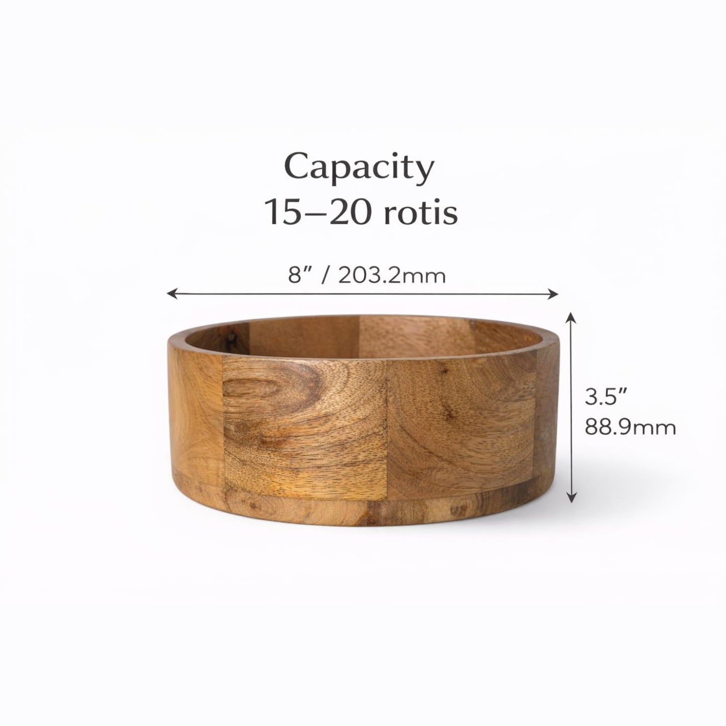 Handcrafted Premium Finish Roti Casserole for Kitchen | Mango Wood Hotcase for roti | Chapati Box | Round Hot Pot, Roti Dabba with Lid
