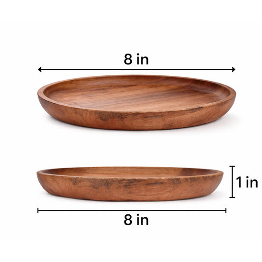 Decorative Round Wood Tray, Wood Serving Tray for Kitchen, Dining Room, Coffee Table & Home Decor