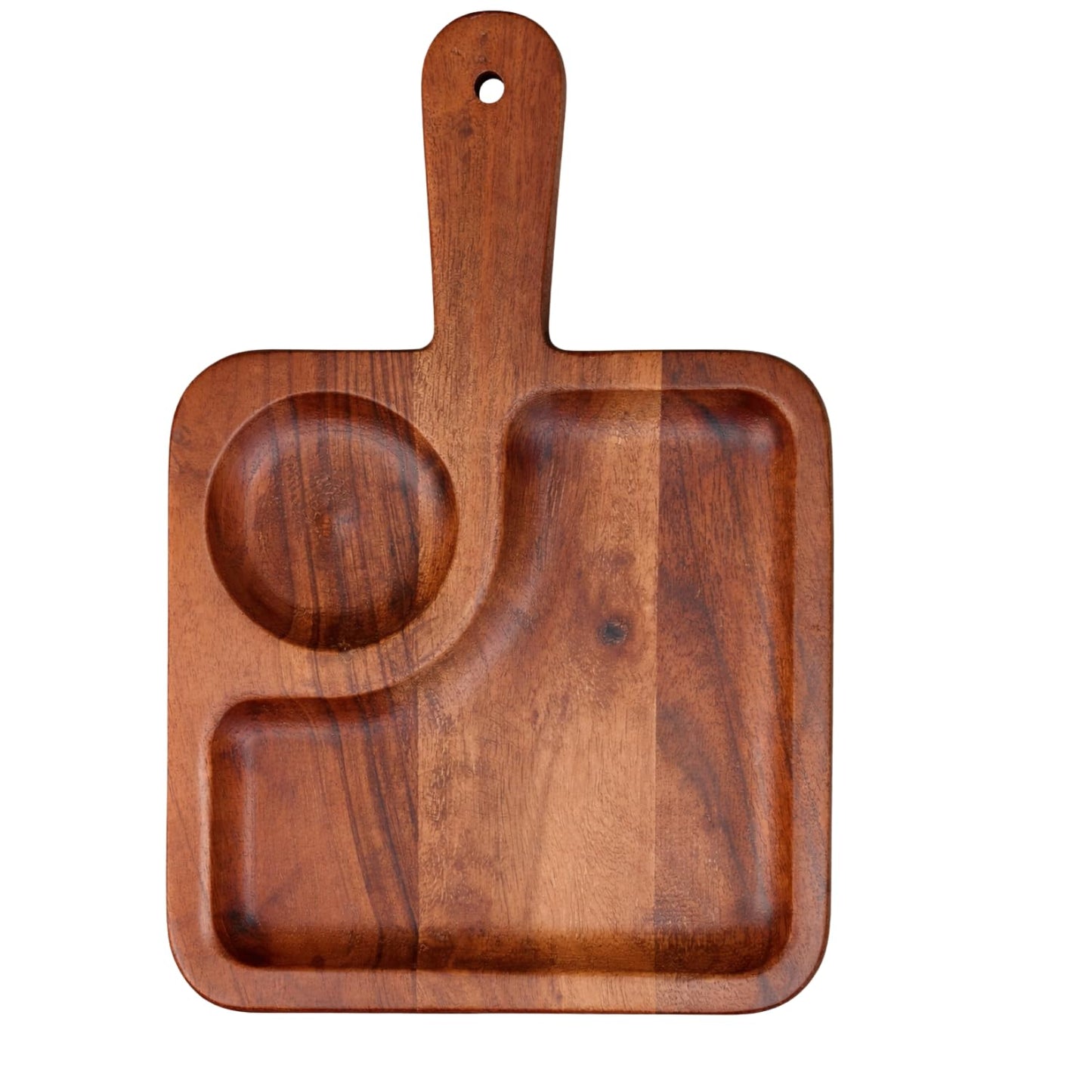 Acacia Wood Serving Tray with Handles, Wooden Tray, Snack Tray, Breakfast Tray, Great for, Breakfast, Coffee Tables, Homes, Restaurant