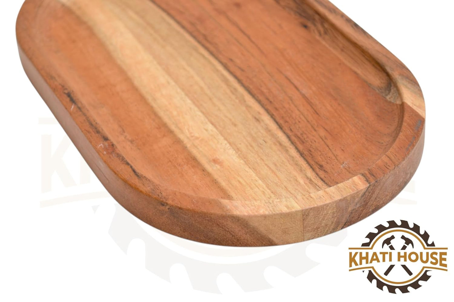 Acacia Wood Serving Tray with Handle for Snacks, Kitchen Home Café Restaurant (21.6 × 12.7 × 1.5 cm)
