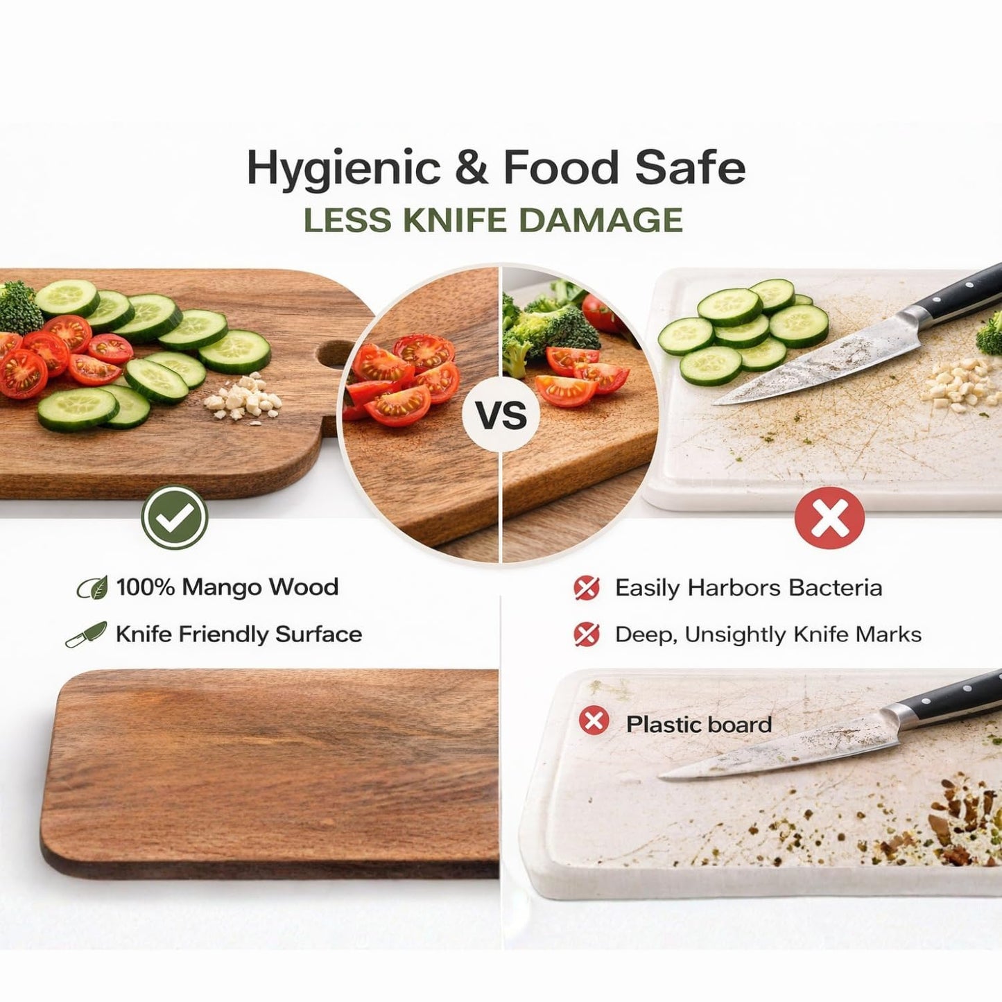 Wood Chopping Board – 31.75 x 19.05 cm | Handmade, Reversible, Durable Cutting Board for Kitchen & Serving | Rustic Cheese Platter, Bread or Meat Board