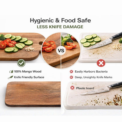 Wood Chopping Board – 31.75 x 19.05 cm | Handmade, Reversible, Durable Cutting Board for Kitchen & Serving | Rustic Cheese Platter, Bread or Meat Board