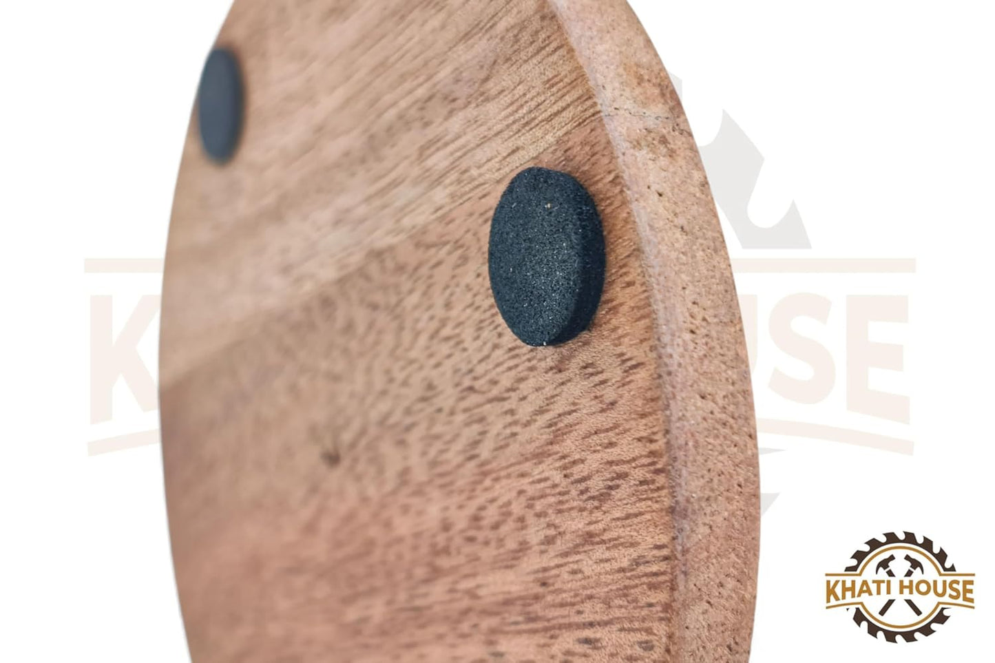 Wooden Tea Coasters Set of 4, Round, 9.5 cm, 5 mm Thick, with Anti-Slip Pads, for Cups, Glasses & Mugs, Table Protection