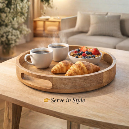 Wooden Serving Tray | Decorative Tray | Table Rustic Farmhouse Trays Centerpiece for Home Decore, Living Room, Kitchen Counter
