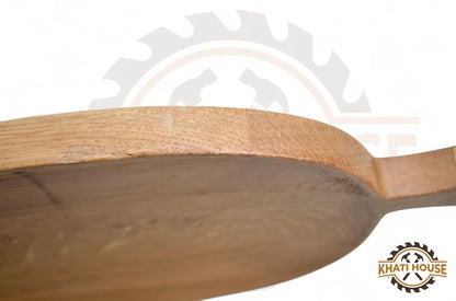 Leaf Shape Wooden Serving Tray with Handle | Food Safe Rustic Serving Board for Bread, Snacks, Kitchen Home Café Use (26.7 × 15.2 × 2 cm)