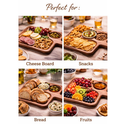 Acacia Wood Serving Tray with Handles, Wooden Tray, Snack Tray, Breakfast Tray, Great for, Breakfast, Coffee Tables, Homes, Restaurant