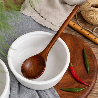 Wood Cooking Spoon Set of 2 – Acacia Wooden Spoon & Slotted Spoon for Cooking 29 x 6.5 cm Long Handle | Non-Toxic, Heat Resistant, Eco-Friendly Kitchen Utensils
