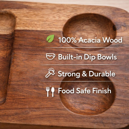 Acacia Wooden Tray for Serving 27.9 × 16.5 × 1.5 - Dining Table Accessories & Kitchen Organizer Serving Trays - Luxury Wooden Tray