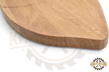 Leaf Shape Wooden Serving Tray with Handle | Food Safe Rustic Serving Board for Bread, Snacks, Kitchen Home Café Use (26.7 × 15.2 × 2 cm)
