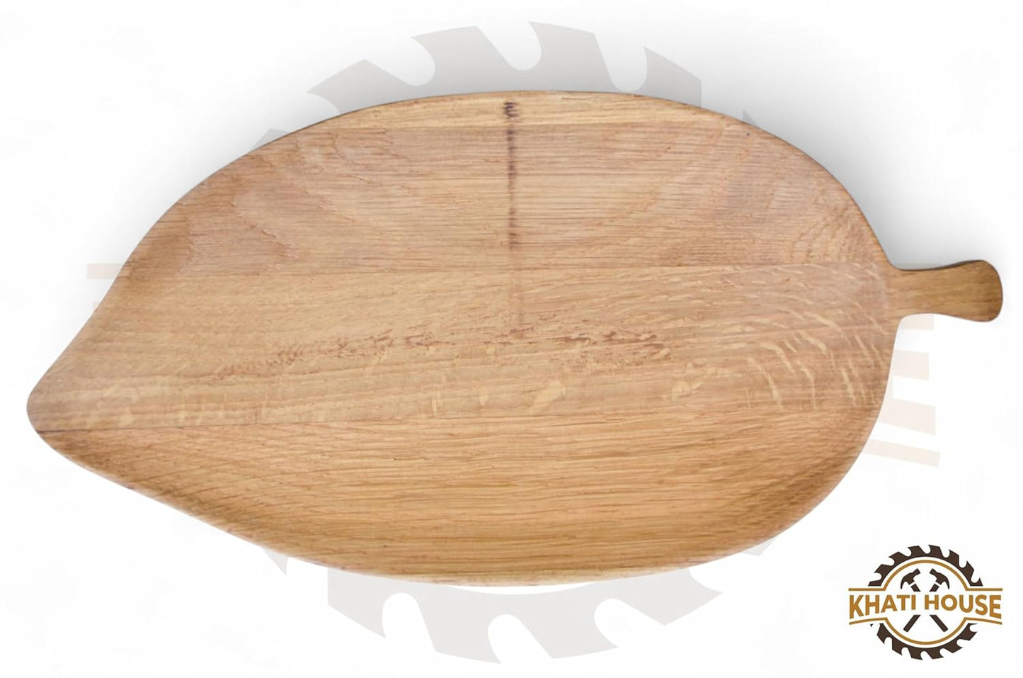 Leaf Shape Wooden Serving Tray with Handle | Food Safe Rustic Serving Board for Bread, Snacks, Kitchen Home Café Use (26.7 × 15.2 × 2 cm)