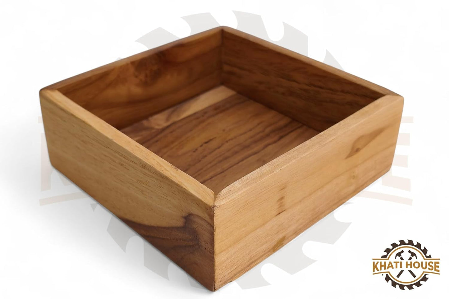 Acacia Wood Snack Serving Tray with 4 Compartments, Wooden Dry Fruit Box Organizer, Multipurpose Sectional Platter for Nuts, Snacks, Mukhwas, Candy | Kitchen Dining Table Organizer