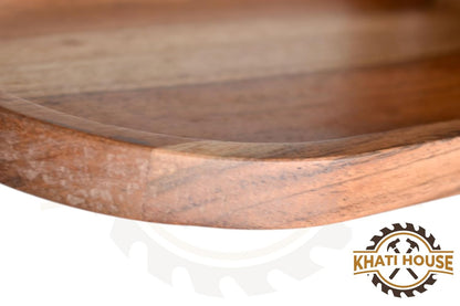 Acacia Wood Serving Tray with Handle for Snacks, Kitchen Home Café Restaurant (21.6 × 12.7 × 1.5 cm)