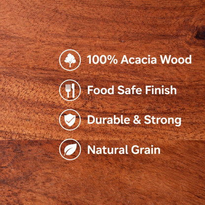 Acacia Wood Serving Tray with Handles, Wooden Tray, Snack Tray, Breakfast Tray, Great for, Breakfast, Coffee Tables, Homes, Restaurant