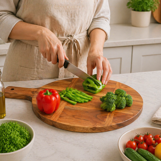 Wooden Chopping Board/Cutting Board/Serving Board, Platter for Vegetables, Fruits & Cheese | Natural Acacia Wood | (29.5L x 29.5W cm)