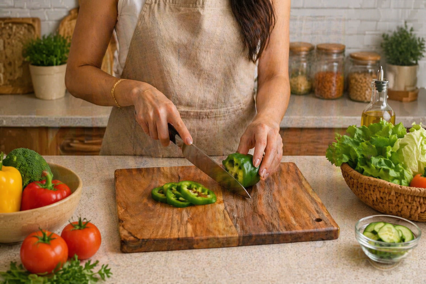 Chopping Board, Non-Slip Wooden Cutting Board with Antibacterial Surface, Chopping Board for Kitchen, Cutting Board for Kitchen (28 x 28 x 2.5 cm)